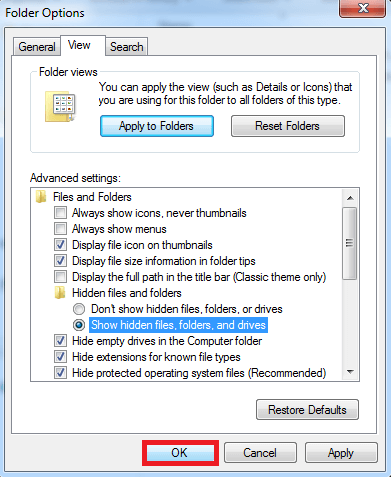 The Folder Options dialogue box will get opened