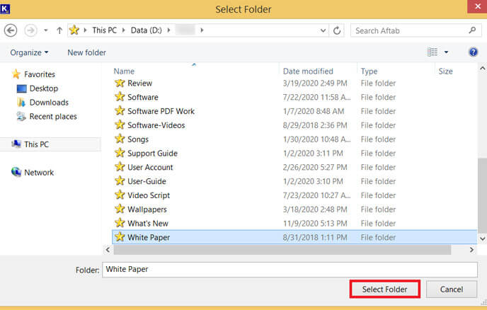 Browse and add the folders from the system drives