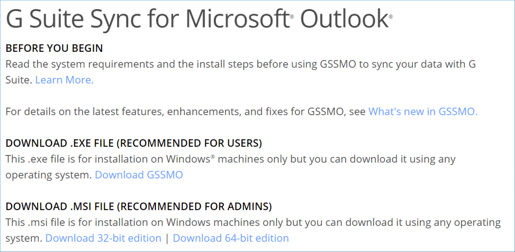 Enable G Suite Sync for Microsoft Outlook