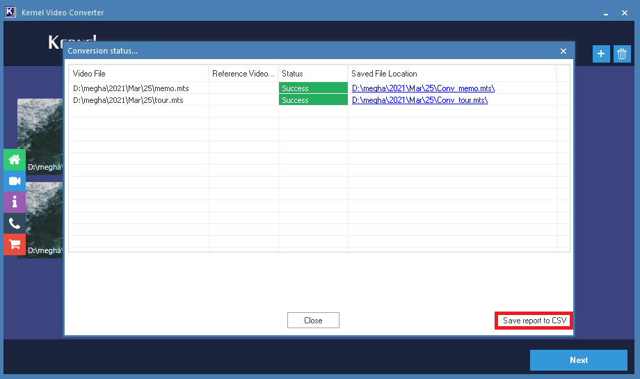 Destination Folder & Saving the file