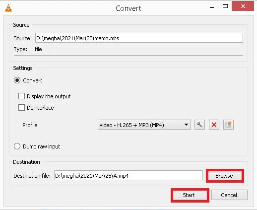 provide destination folder location