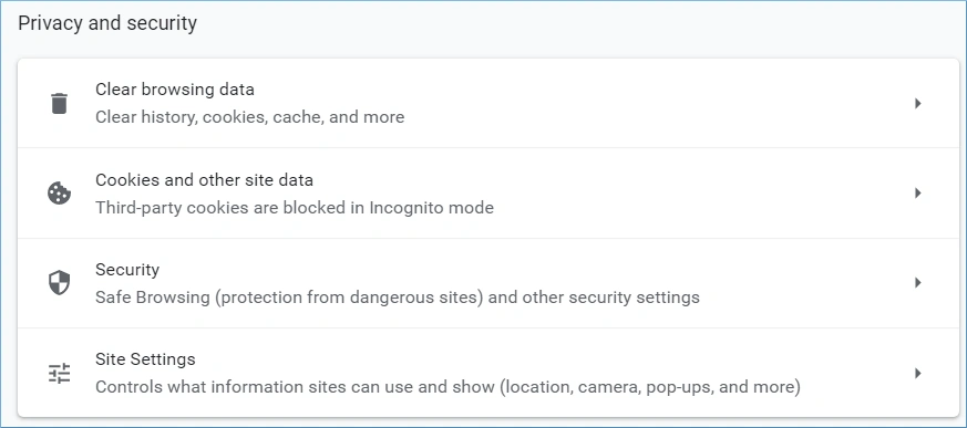 clear browsing data