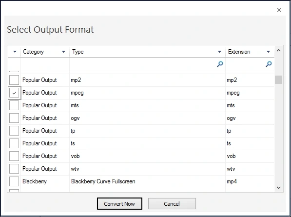 choose mpeg format