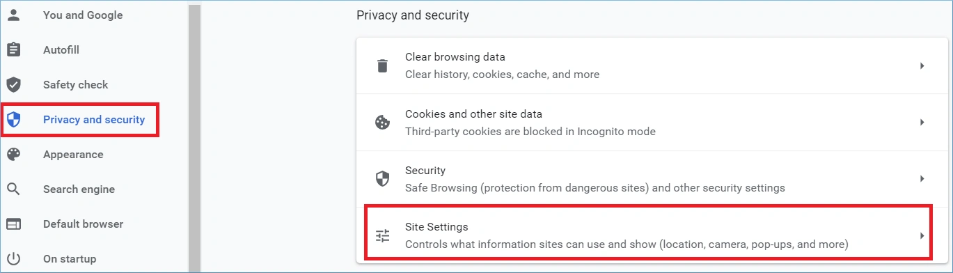 open site settings