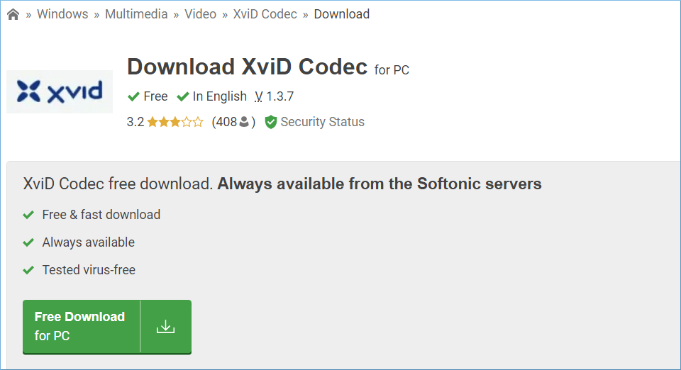 Xvid codec