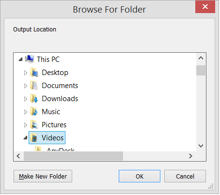 Provide a new folder location