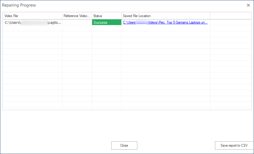 save the report in CSV format