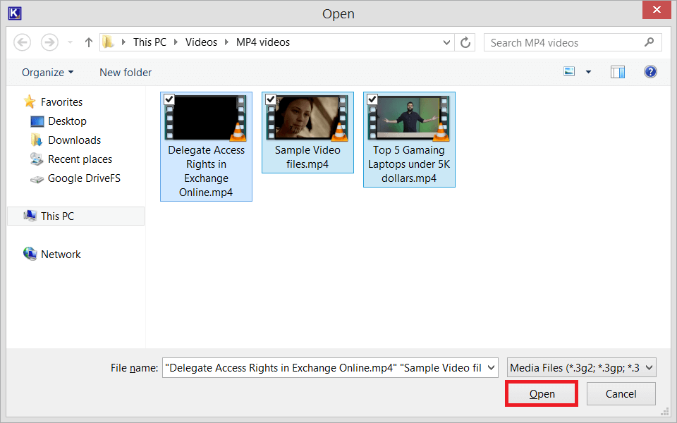 Select the MP4 video 