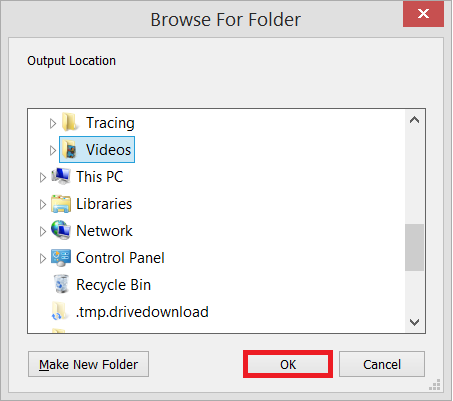 Select the destination folder to save new 3G2 files