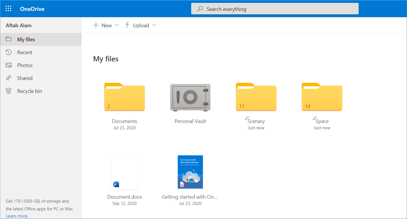OneDrive storage
