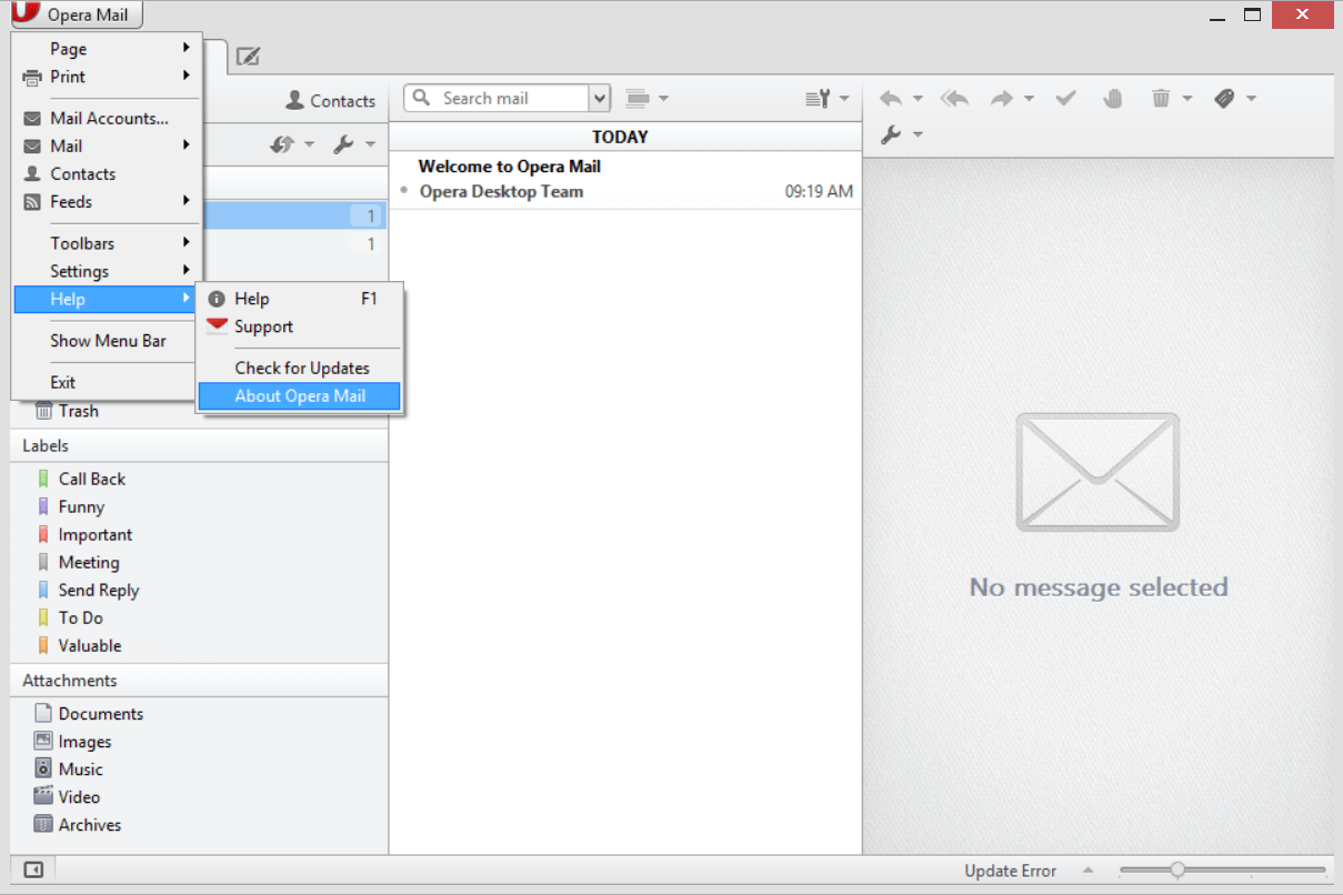 click the icon of Opera Mail