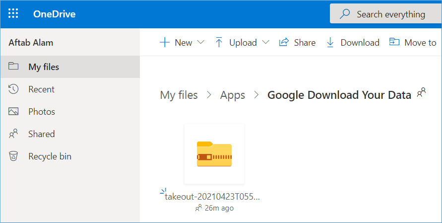 Google Drive to OneDrive data transfered