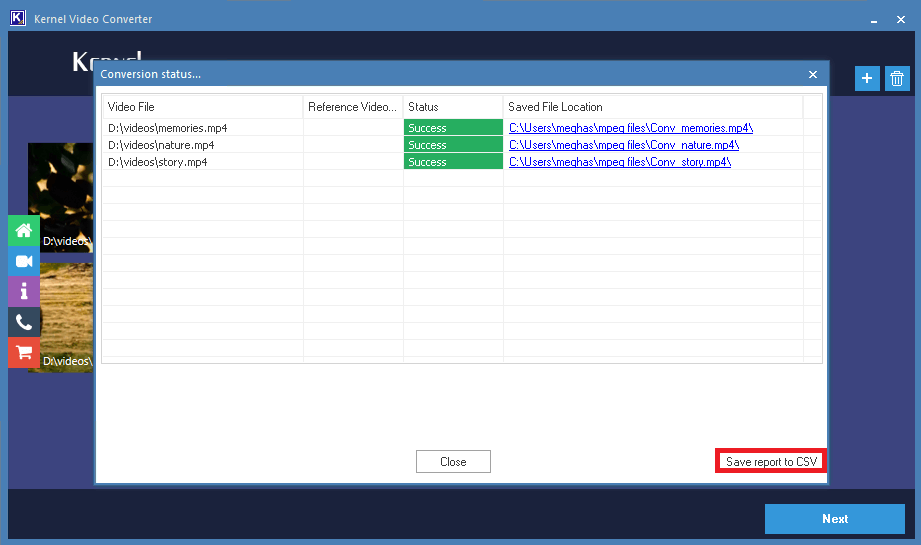 Save report to CSV