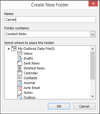create another Contacts folder