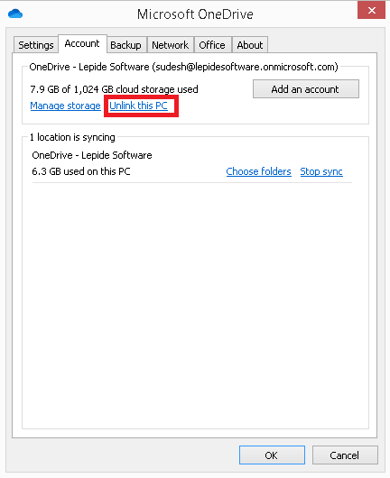Click on Unlink this PC