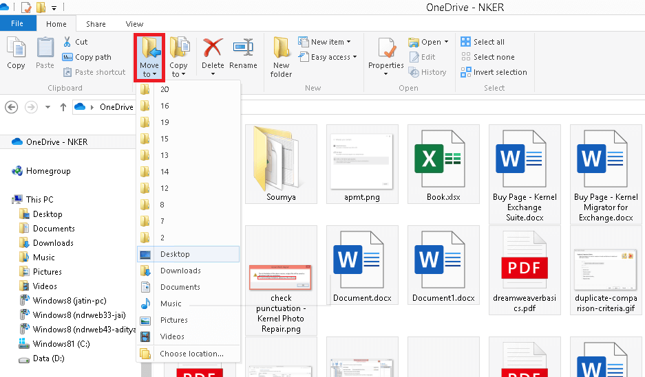 Select the desired folders