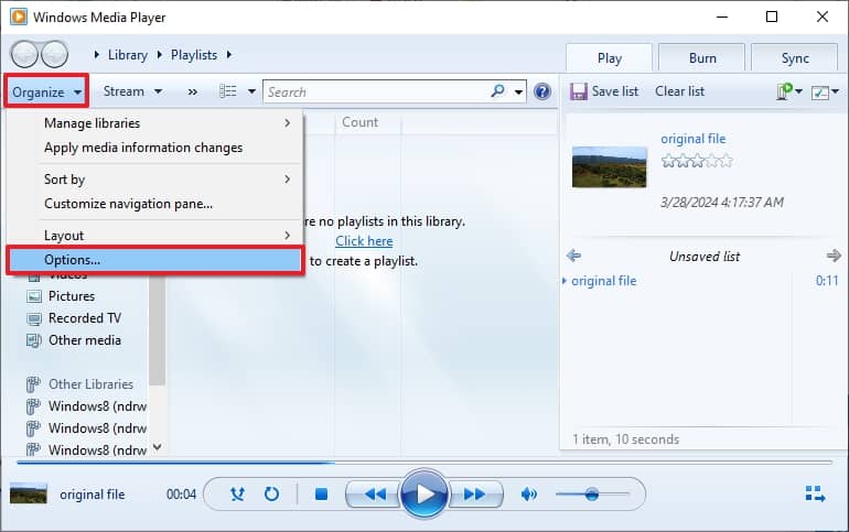 a.	Start your Windows Media Player and open the mis synced video file on it