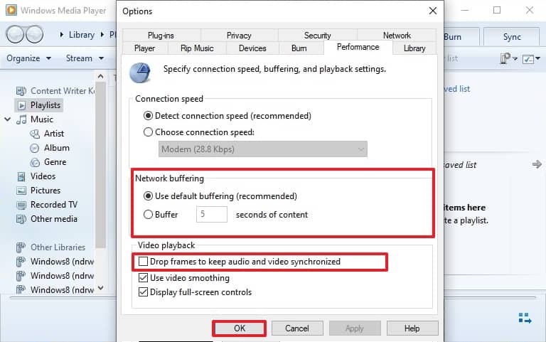 Move to the Network Buffering section and enter values between 1 and 10