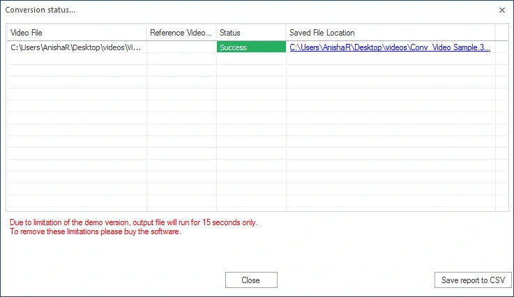 video conversion start