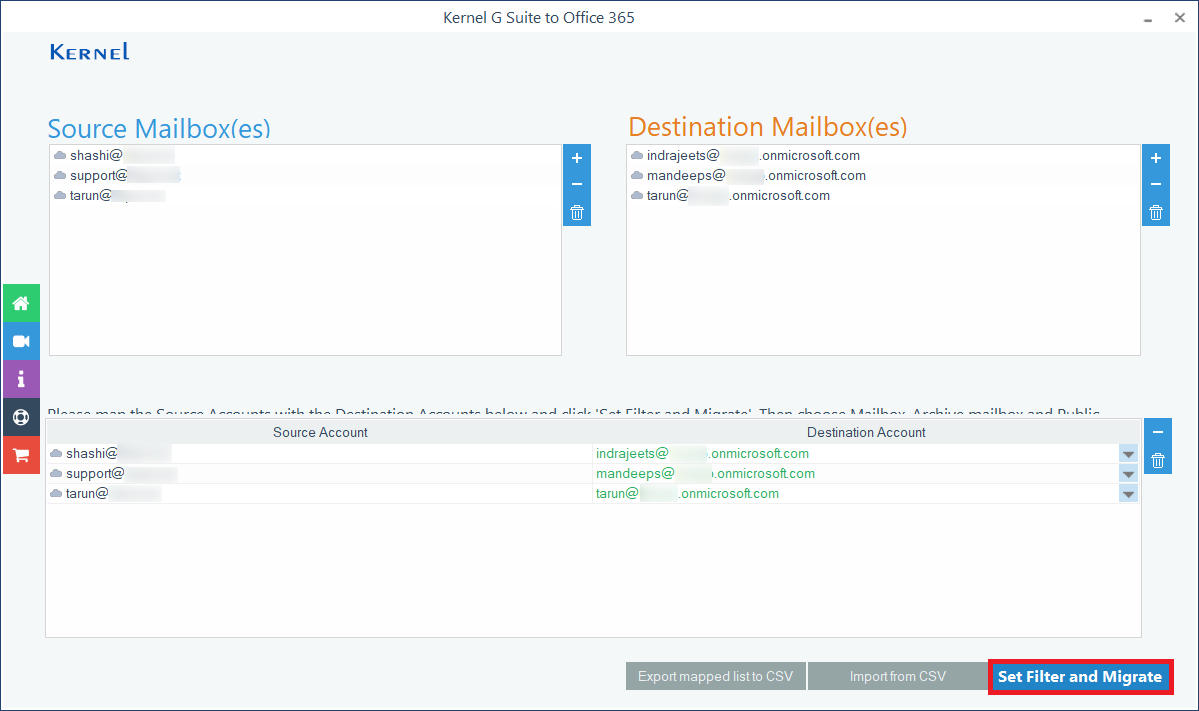 Set Filter and Migrate