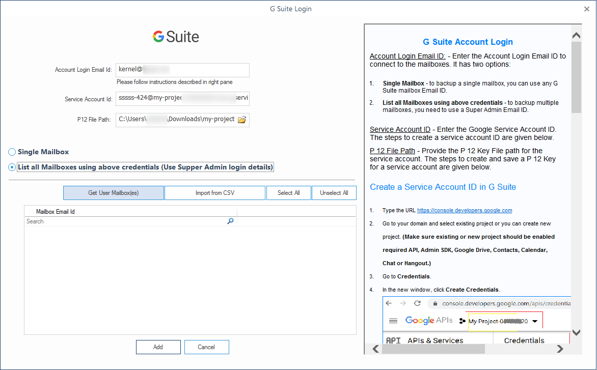 G Suite account login details