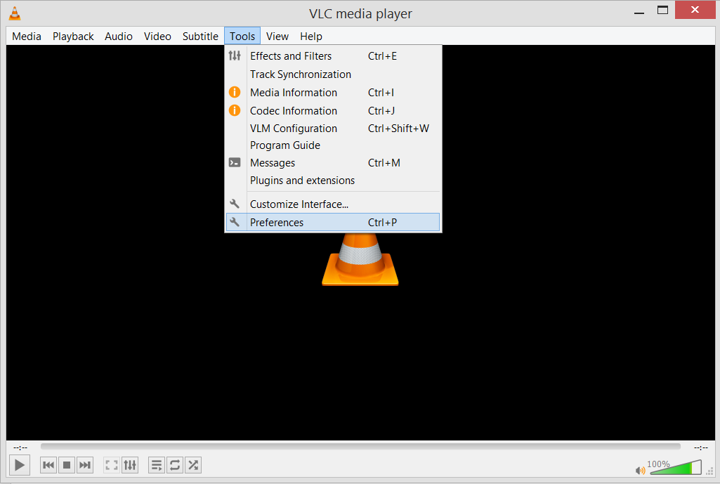 Start VLC Player and go to Tools and choose Preferences