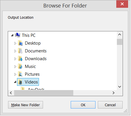 Select the folder for saving