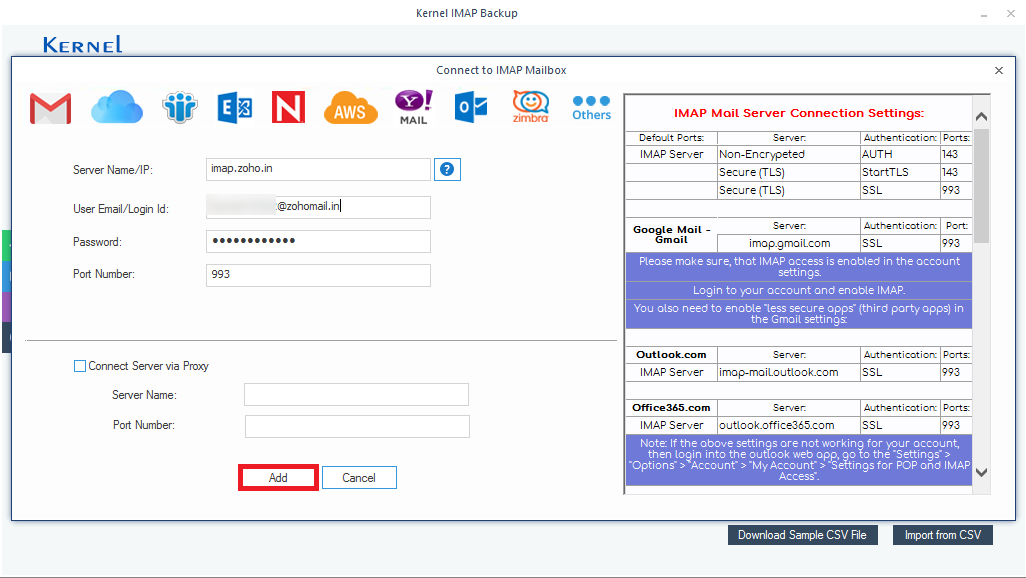 Connect to IMAP Mailbox