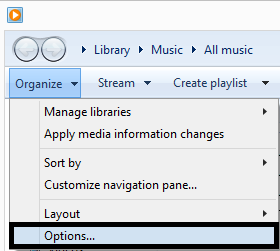 Windows Media Player settings