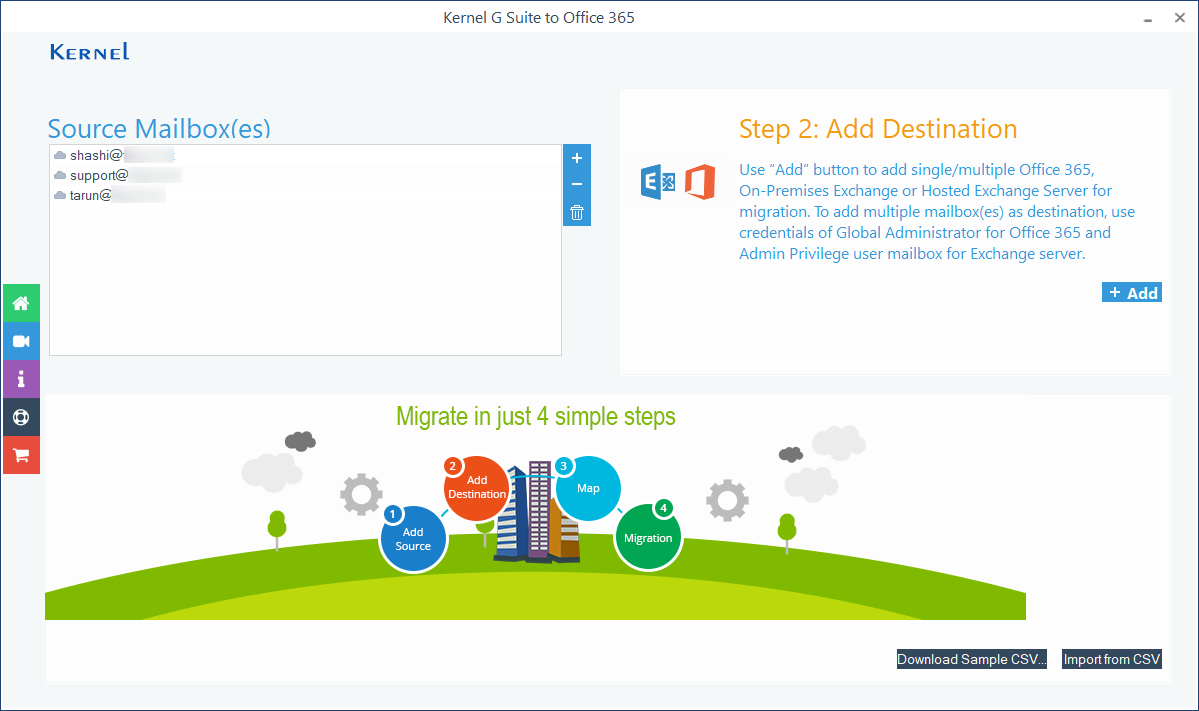 Click on add button in destination section