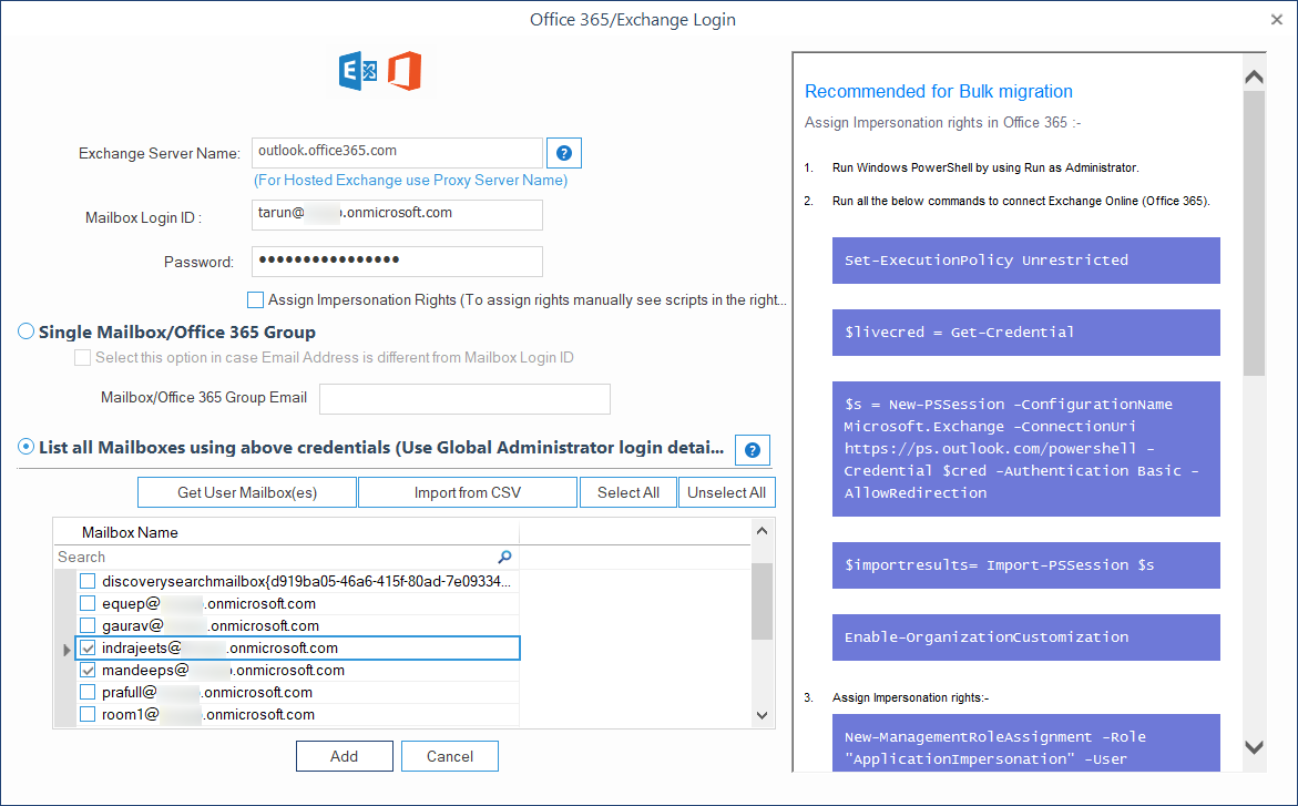 Select the account in which you want to migrate