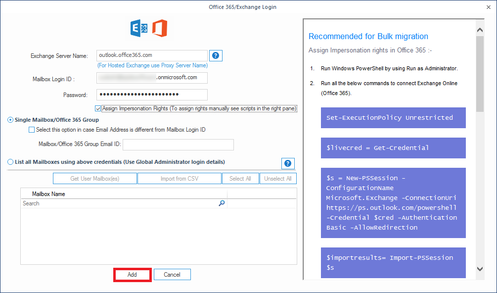 Office 365 account details
