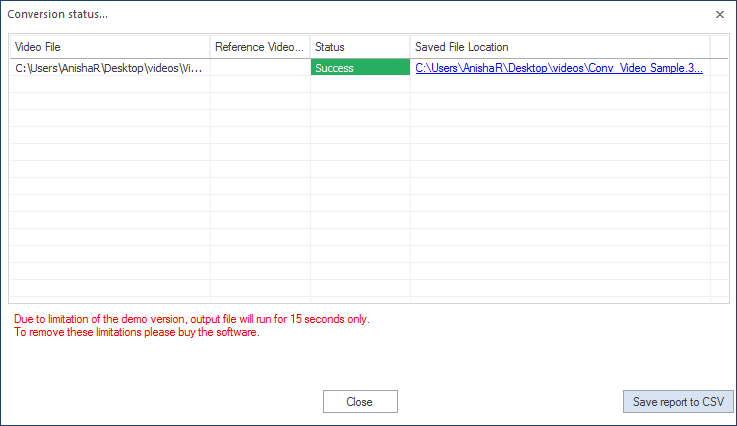 Save report to CSV