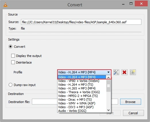 select MP4 format