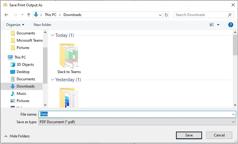 Give name and location to pdf and Click on save