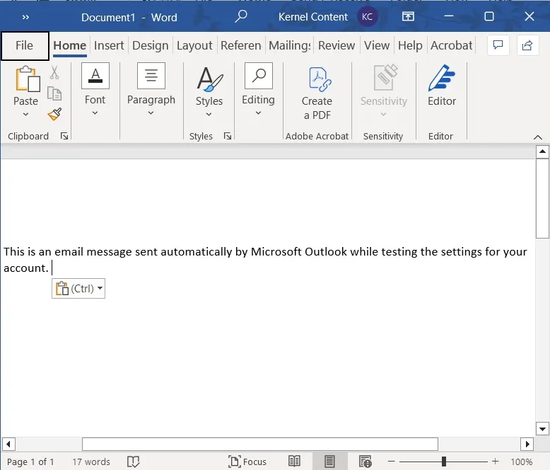 Paste the copied mail in MS Word and click on file