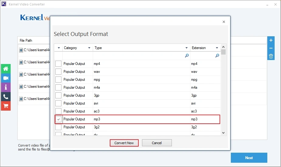 choose mp3 format