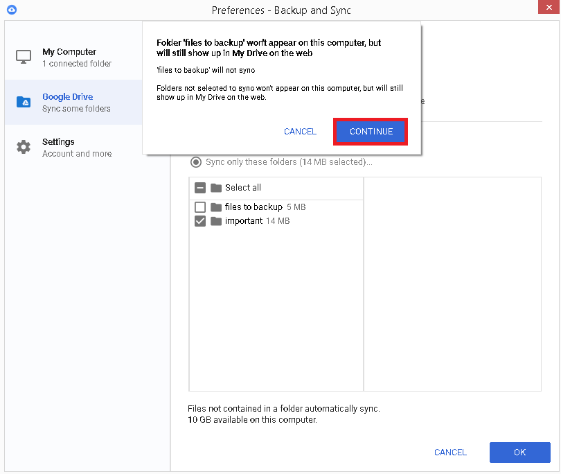 Click on Google drive option