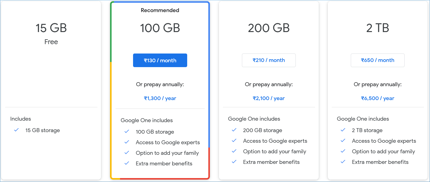 Google One Subscription plan