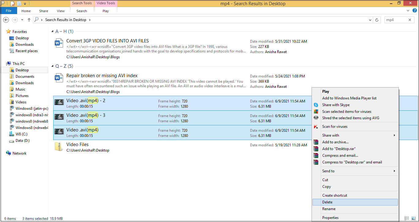 A new list will be displayed according to the preference