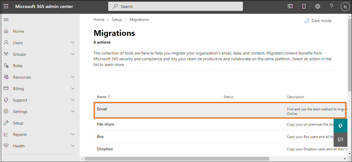 Select the migration category