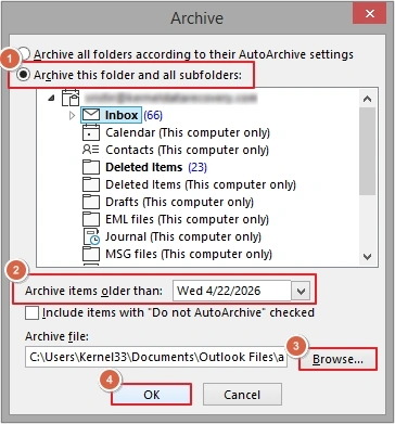 archive selective data