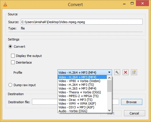 select mp4 option