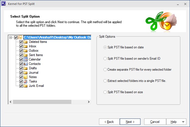 Split PST file on basis of Date