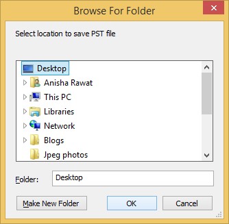 Choose the location to save files