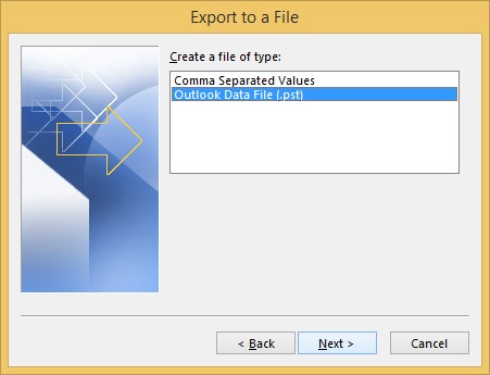 Select Outlook Data File