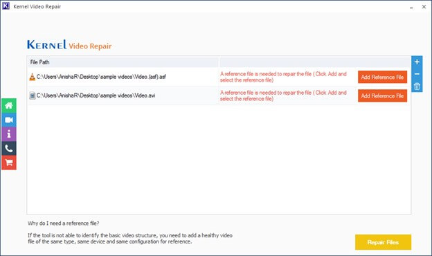 click on Repair Files