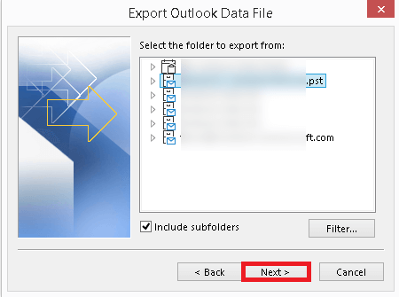 Export Outlook Data File