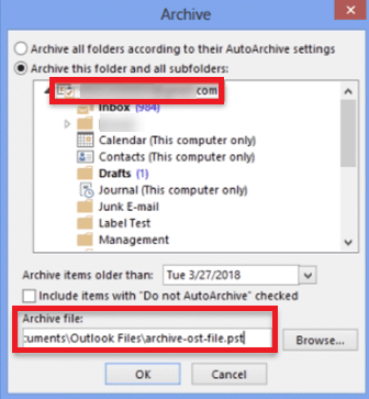 archive PST file