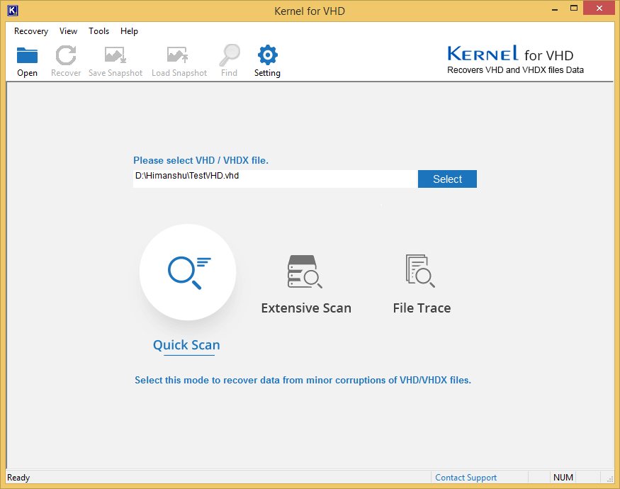 Launch the Kernel VHD Recovery Tool